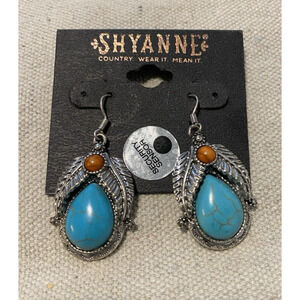New Southwestern Shyanne Turquoise Drop Dangle Earrings Cowgirl Western